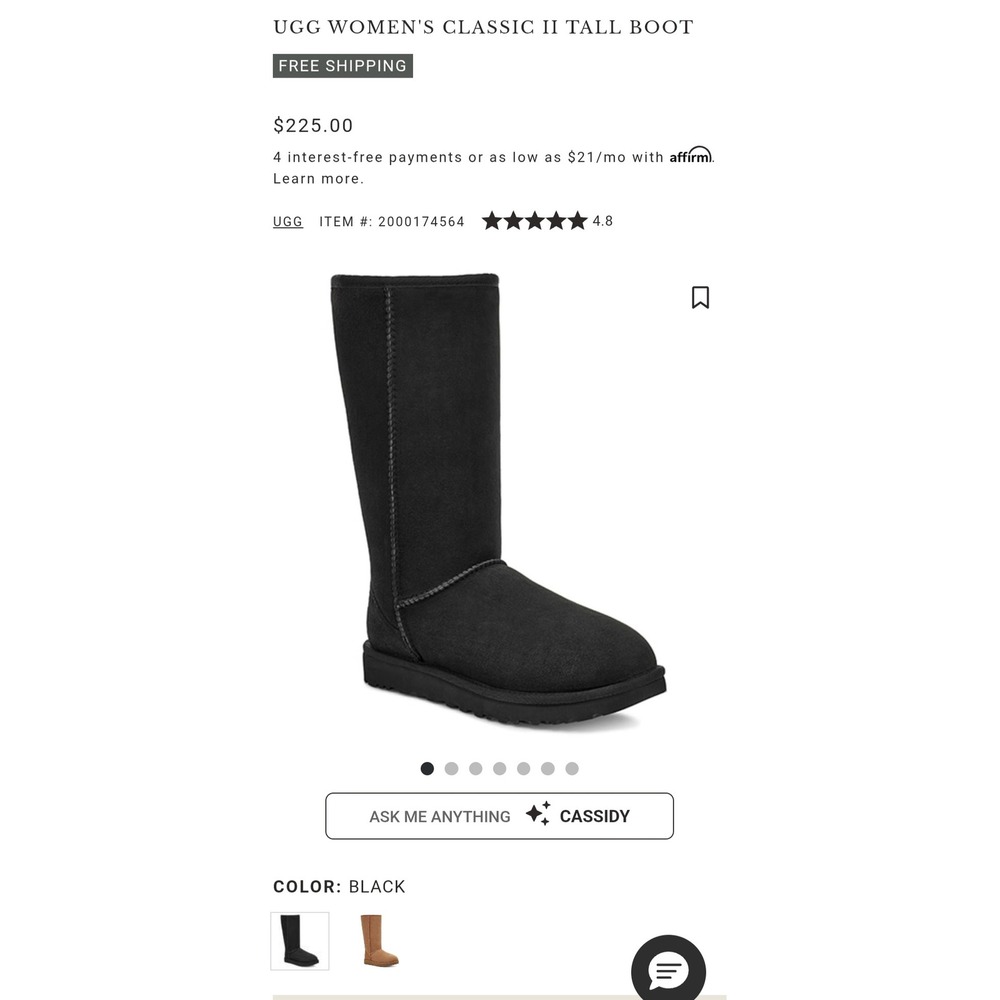UGG Classic II Tall Boot Black Sheepskin Suede 1016224 Womens Size 11